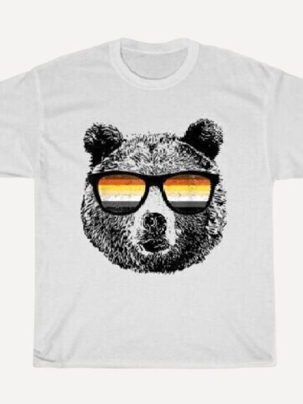 Sunglasses Bear Print Short Sleeve T-Shirt